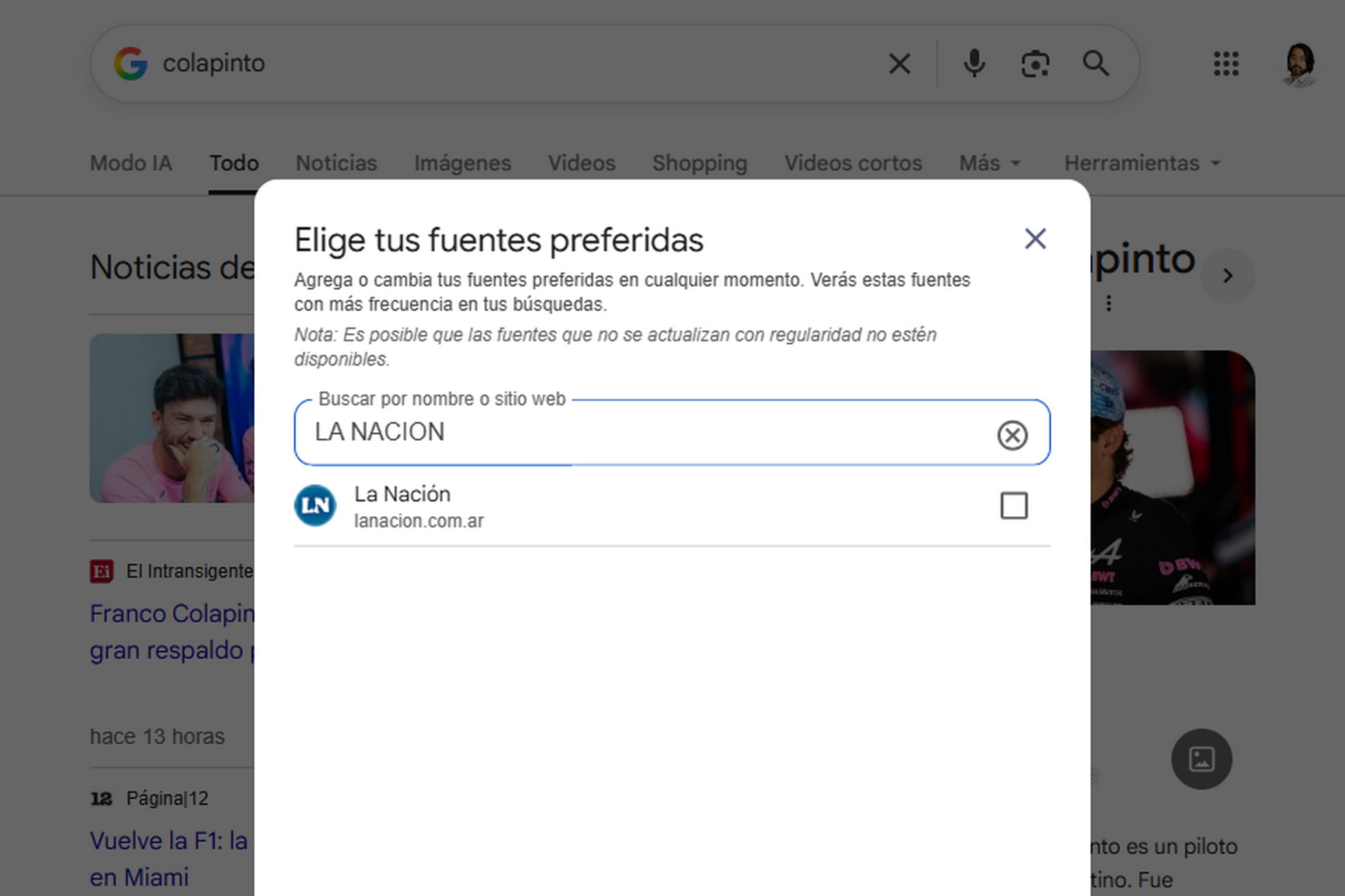 Ingrese LA NACION para que aparezca como fuente en las búsquedas de Google