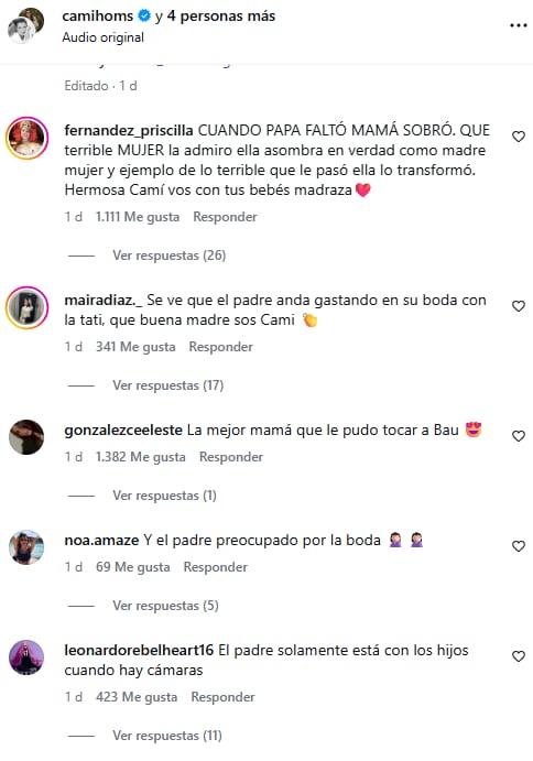 Los comentarios en el posteo de Cami Homs apuntaron contra De Paul