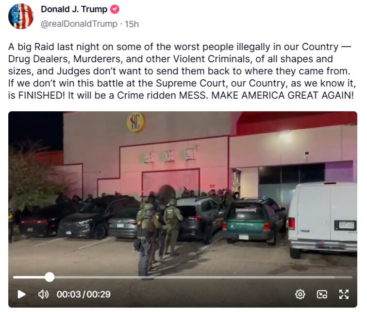 El mandatario estadounidense fue criticado por su agresividad al momento de alabar la redada en Colorado Springs