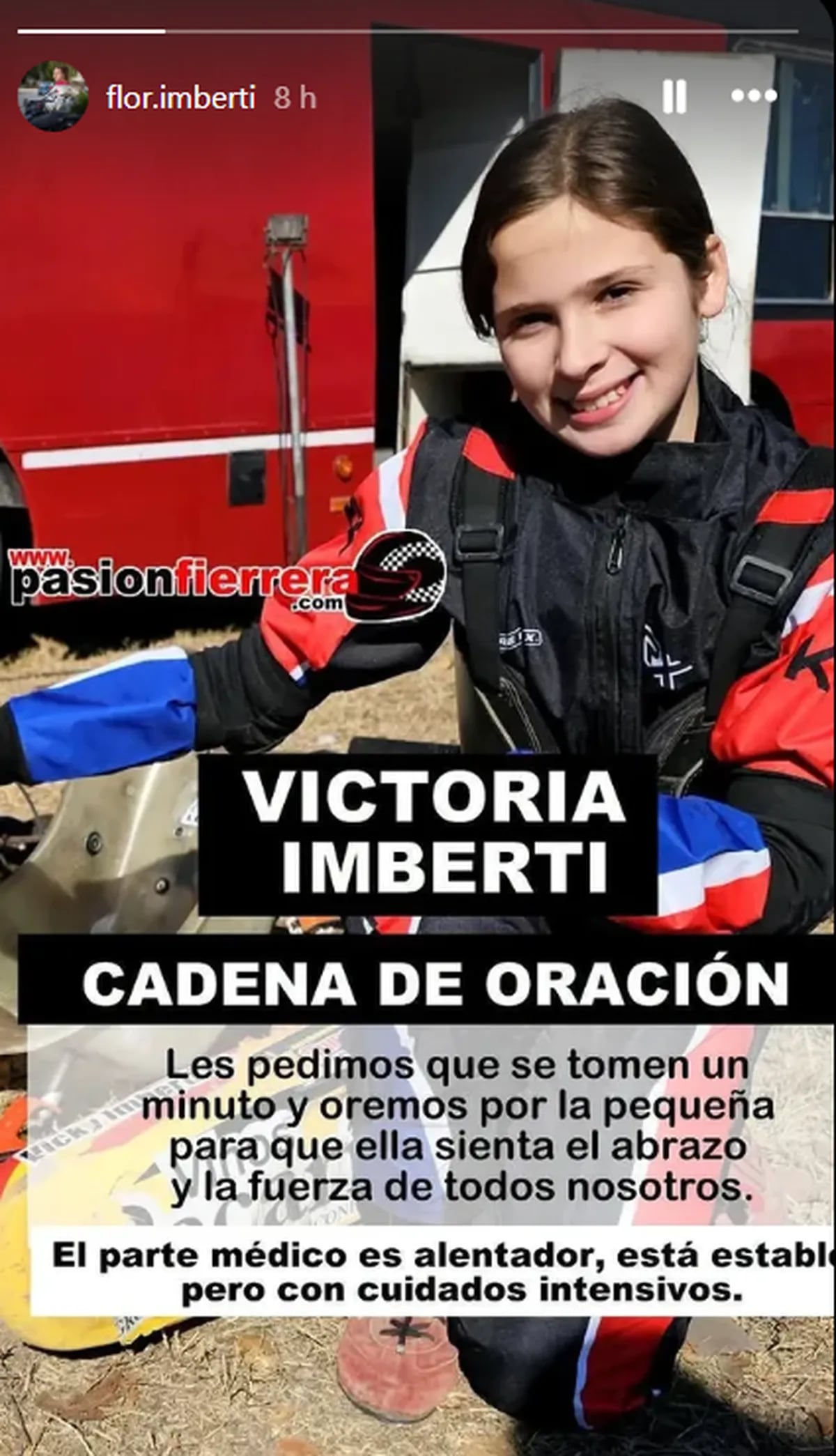 La cadena de oración para Victoria Imberti