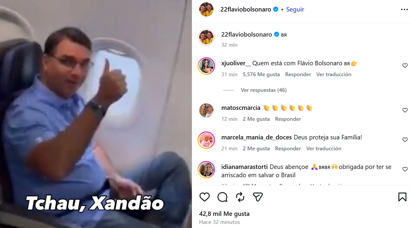 El llamativo posteo de una cuenta de fanáticos de Flavio Bolsonaro