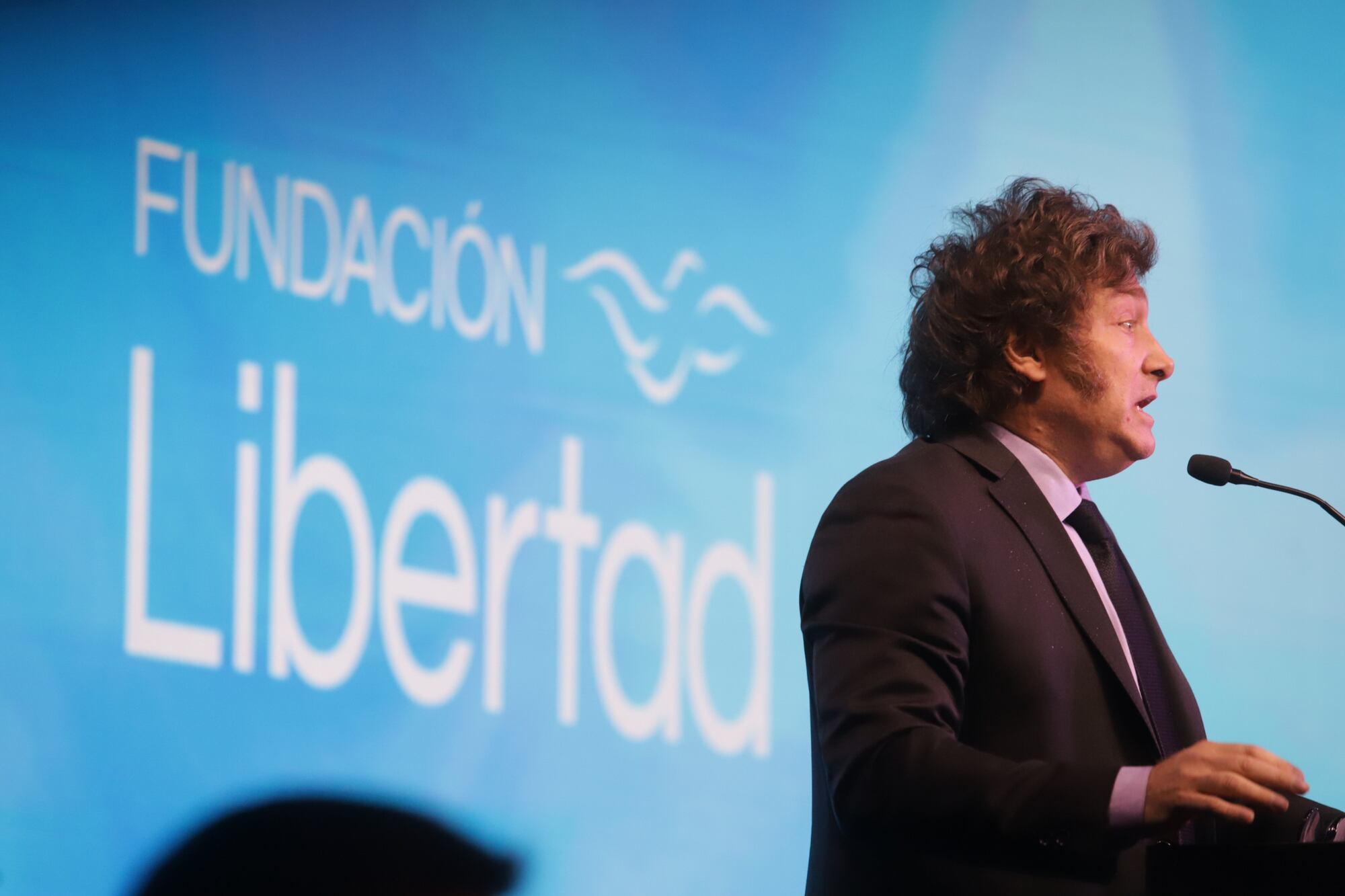 El presidente Javier Milei en la cena de la Fundación Libertad