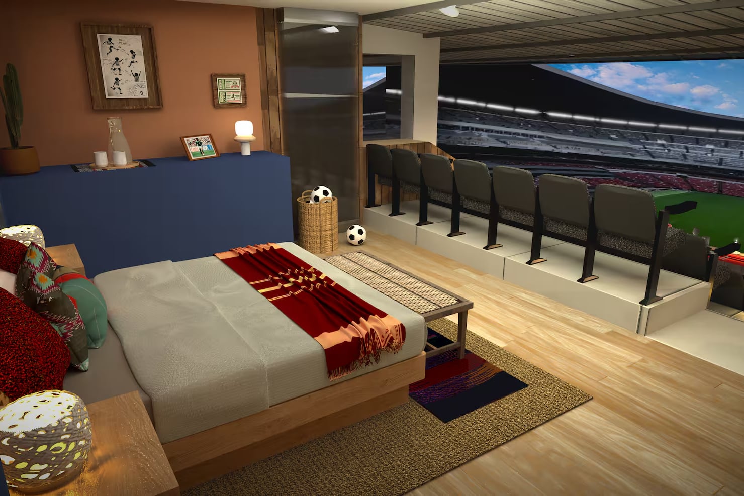 La experiencia permite dormir dentro del “templo” y con una vista privilegiada a la cancha