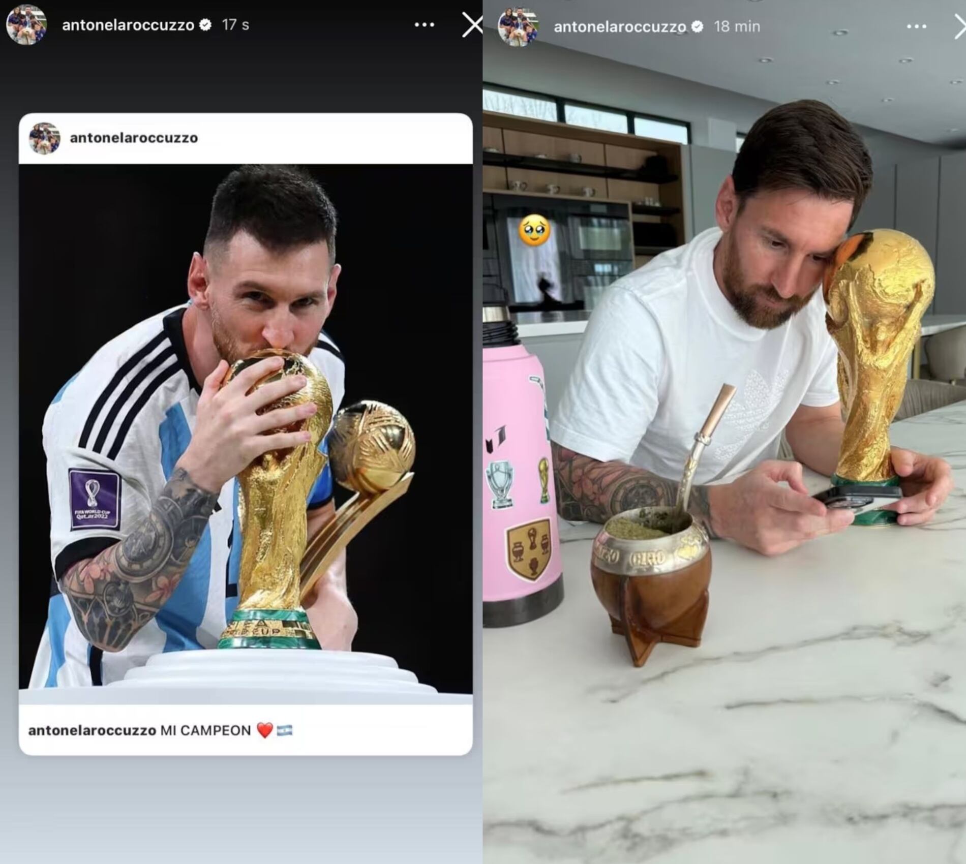Los posteos de Anto Roccuzzo para celebrar el segundo aniversario del Mundial (Foto: Instagram @antonelaroccuzzo)