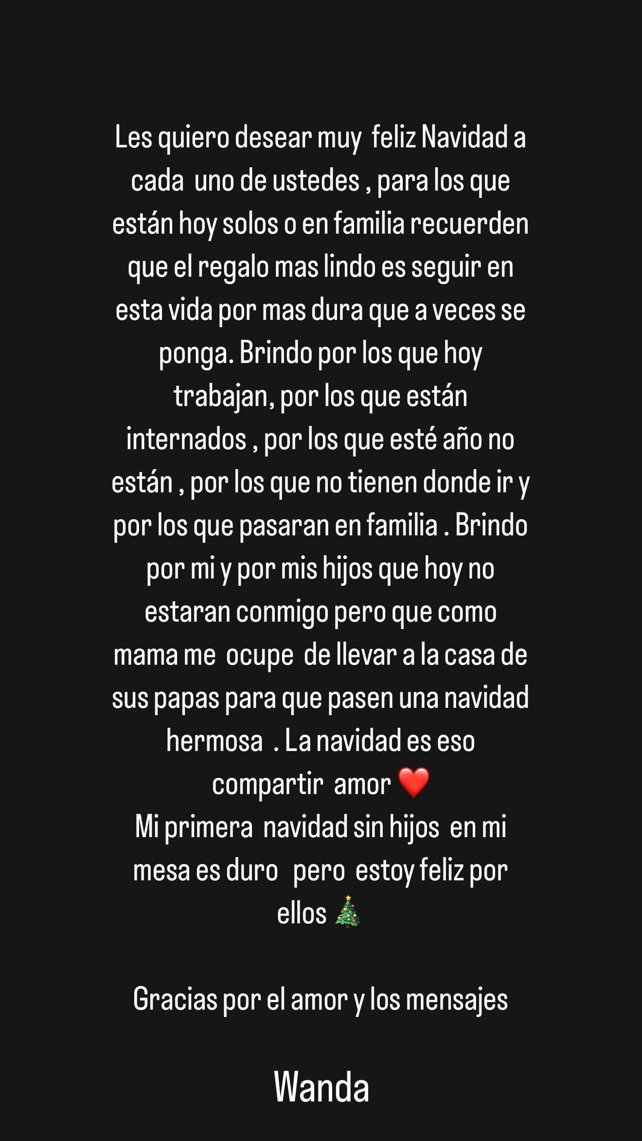El comunicado de Wanda Nara en Navidad