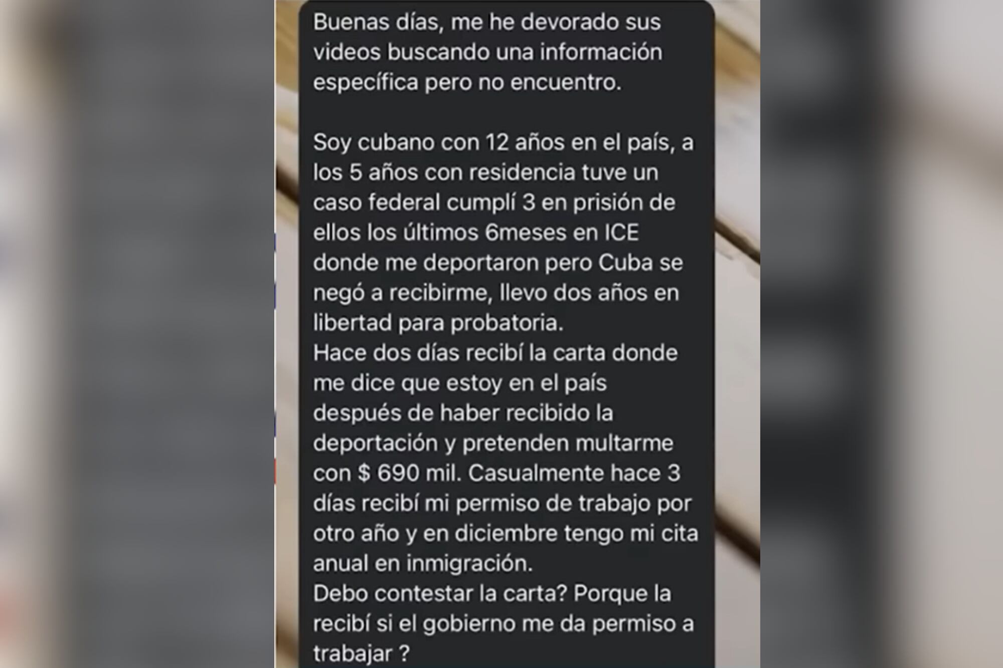 El cubano compartió su experiencia tras recibir una notificación sobre la multa de US$690 mil