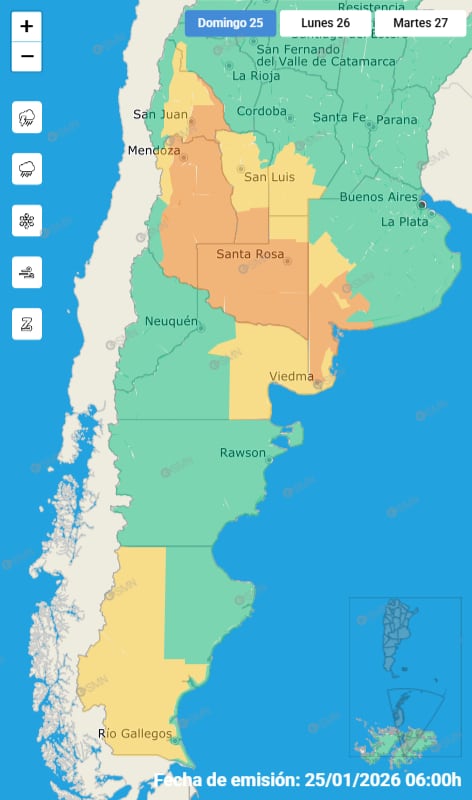 El mapa de las tormentas para este domingo.