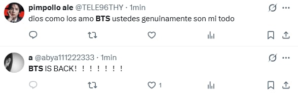 Los mensajes de los ARMY durante el show de BTS (Foto: X)