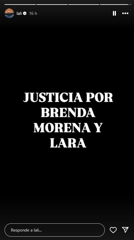 El mensaje que Lali compartió en su cuenta de Instagram (Captura: Instagram @lali)
