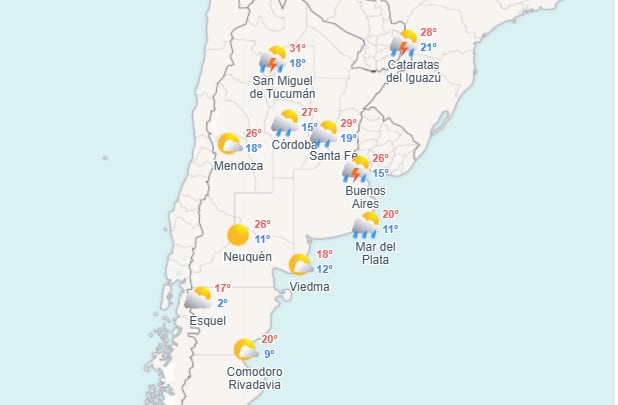 Una buena porción del país vivirá un domingo bajo agua