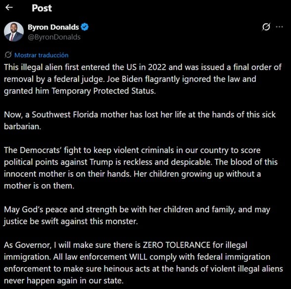 El congresista Byron Donalds prometió una política de