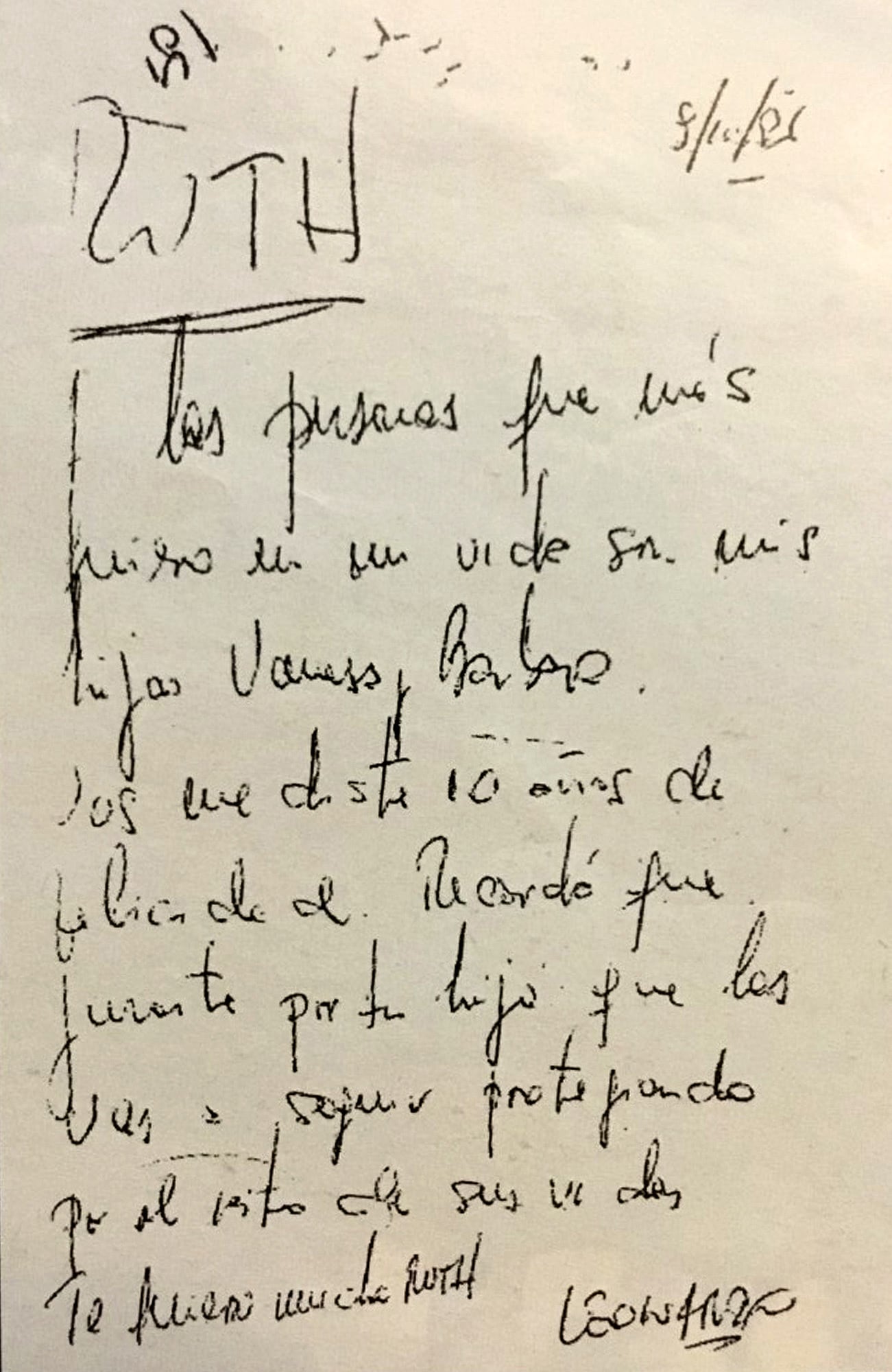 La carta que Leonardo Simons dejó a su mujer: