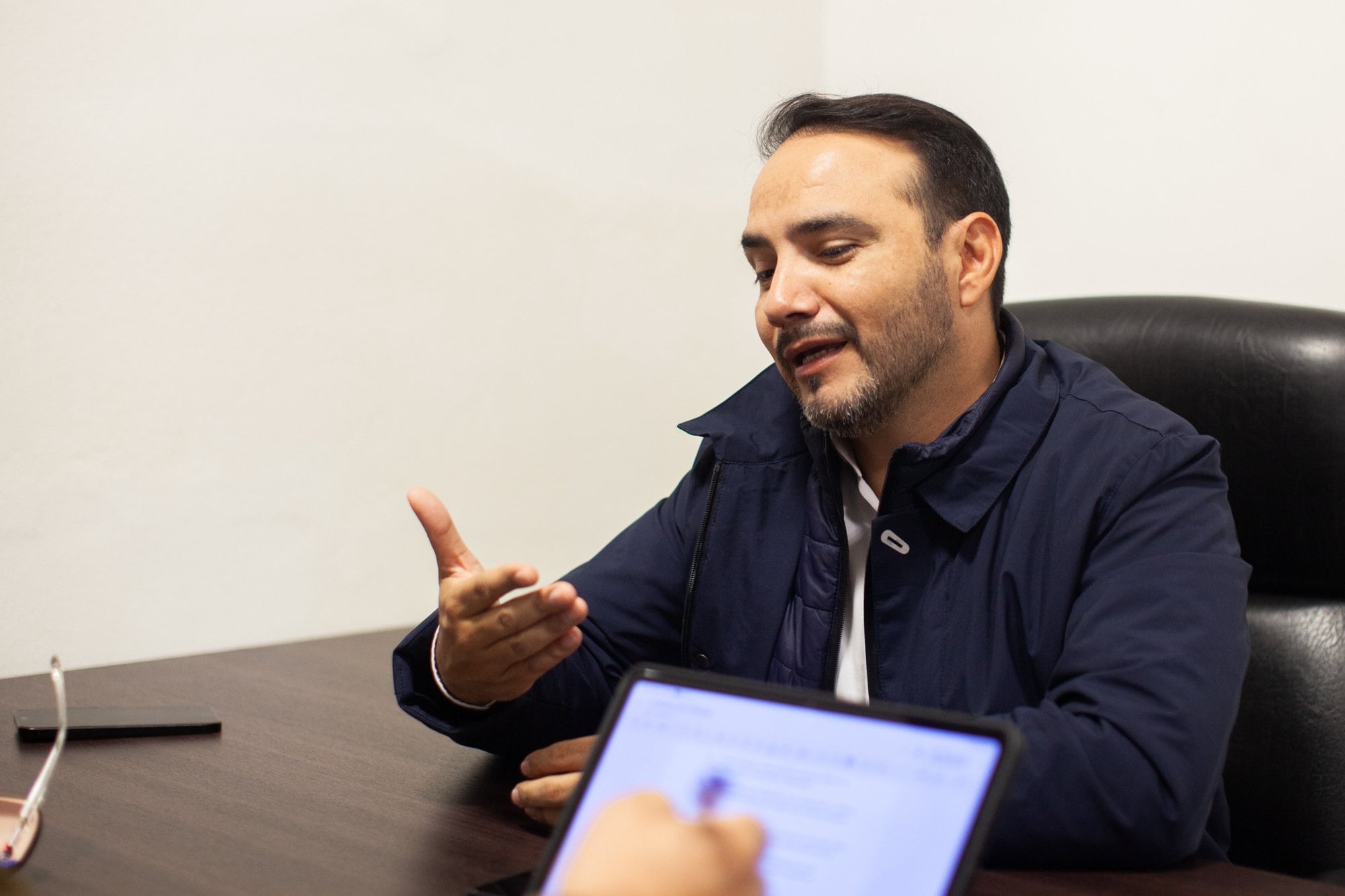 Juan Pablo Valdés en un tramo de la entrevista con LA NACION