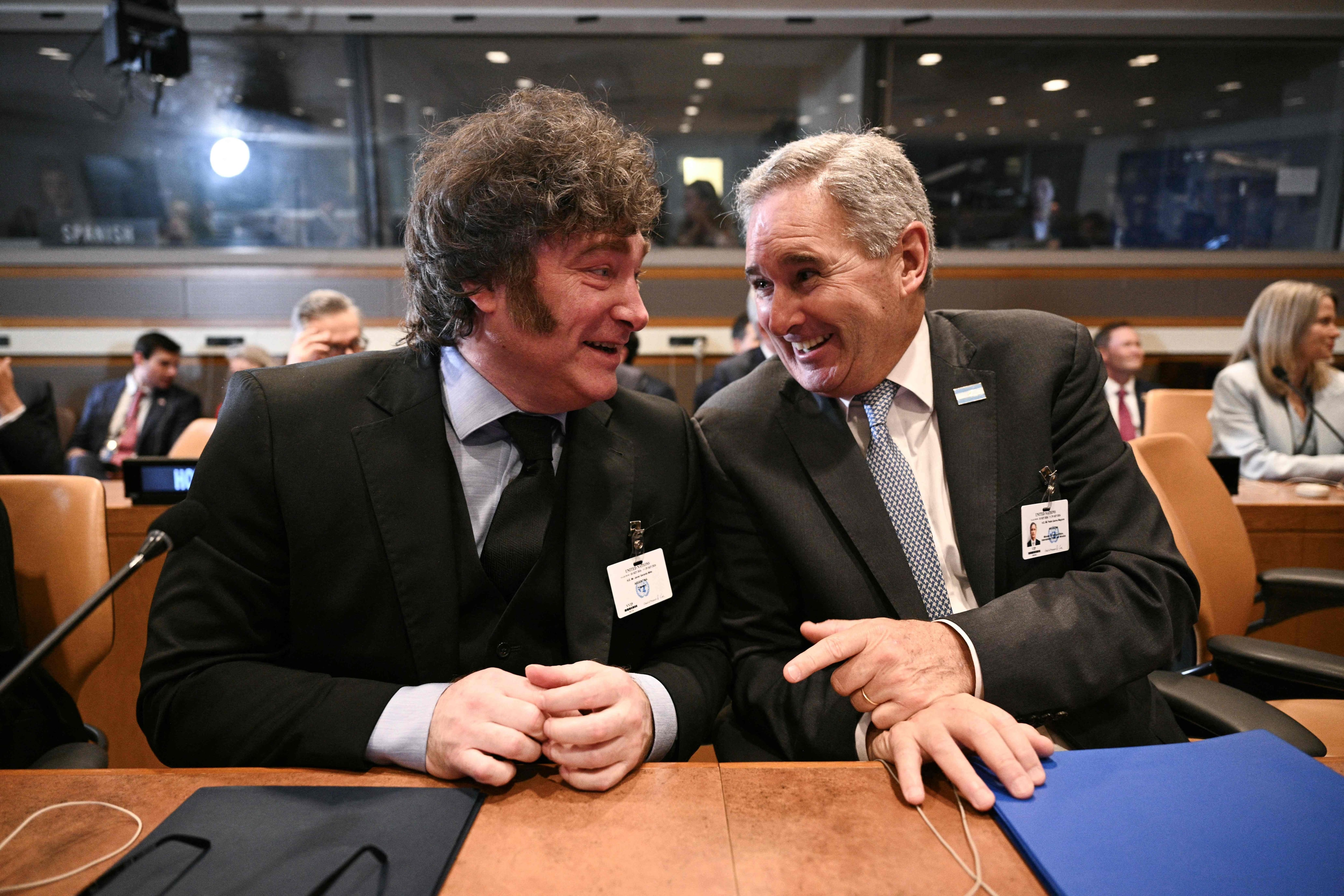 El presidente Javier Milei y el canciller Pablo Quirno, en Nueva York