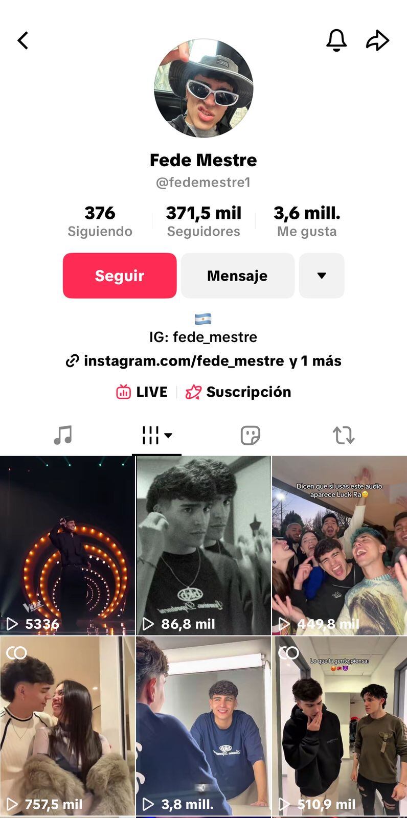 Federico Mestre tiene una fuerte presencia en TikTok