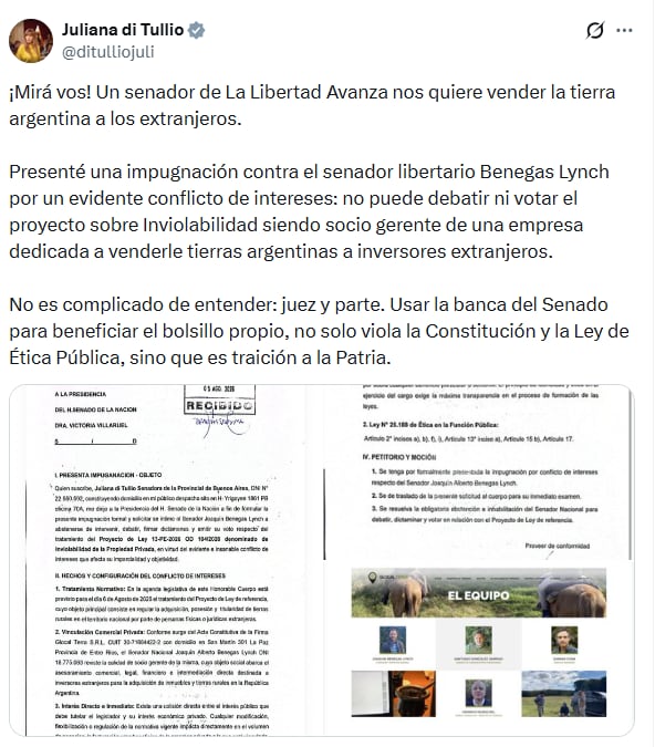 La presentación que había realizado Di Tullio