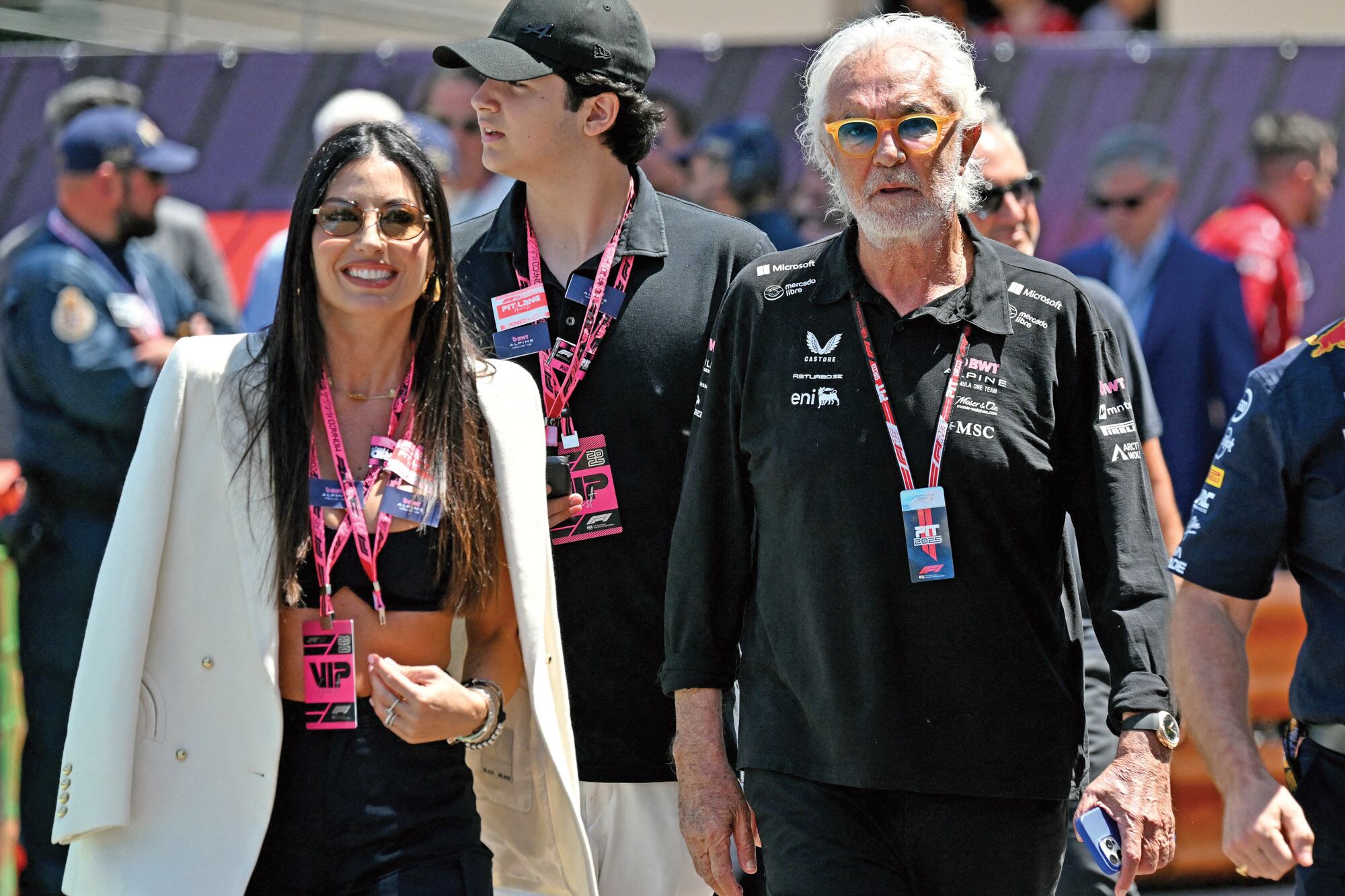 La modelo italiana Elisabetta Gregoraci y Flavio Briatore, ex director deportivo de Benetton y de Renault y, desde 2024, asesor ejecutivo del equipo Alpine.