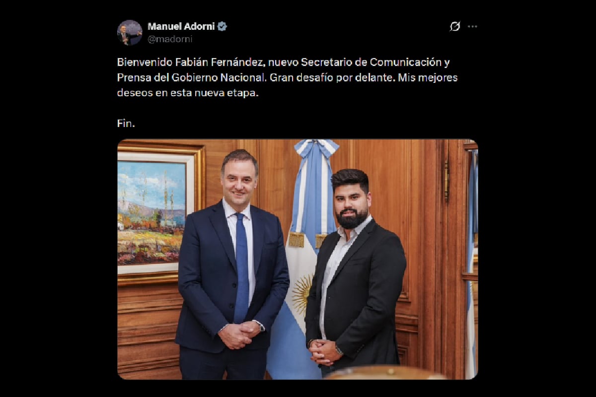 Adorni le dio la bienvenida a Fabián Fernández, nuevo Secretario de Comunicación y Prensa
