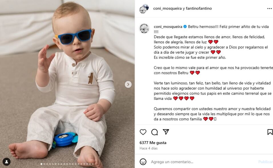 El posteo de Coni Mosqueira sobre el cumpleaños de su hijo Beltrán