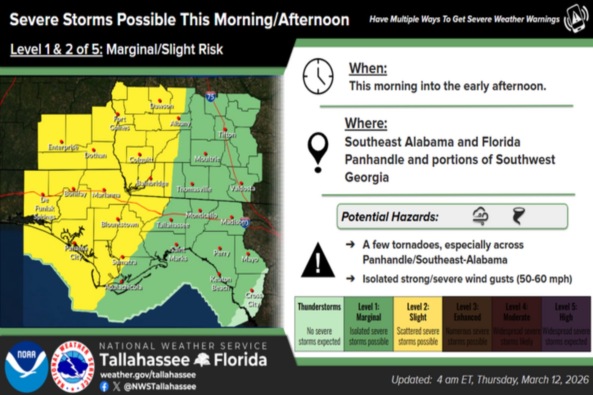 Tormentas severas mantienen bajo alerta de tornado a varios condados del norte de Florida