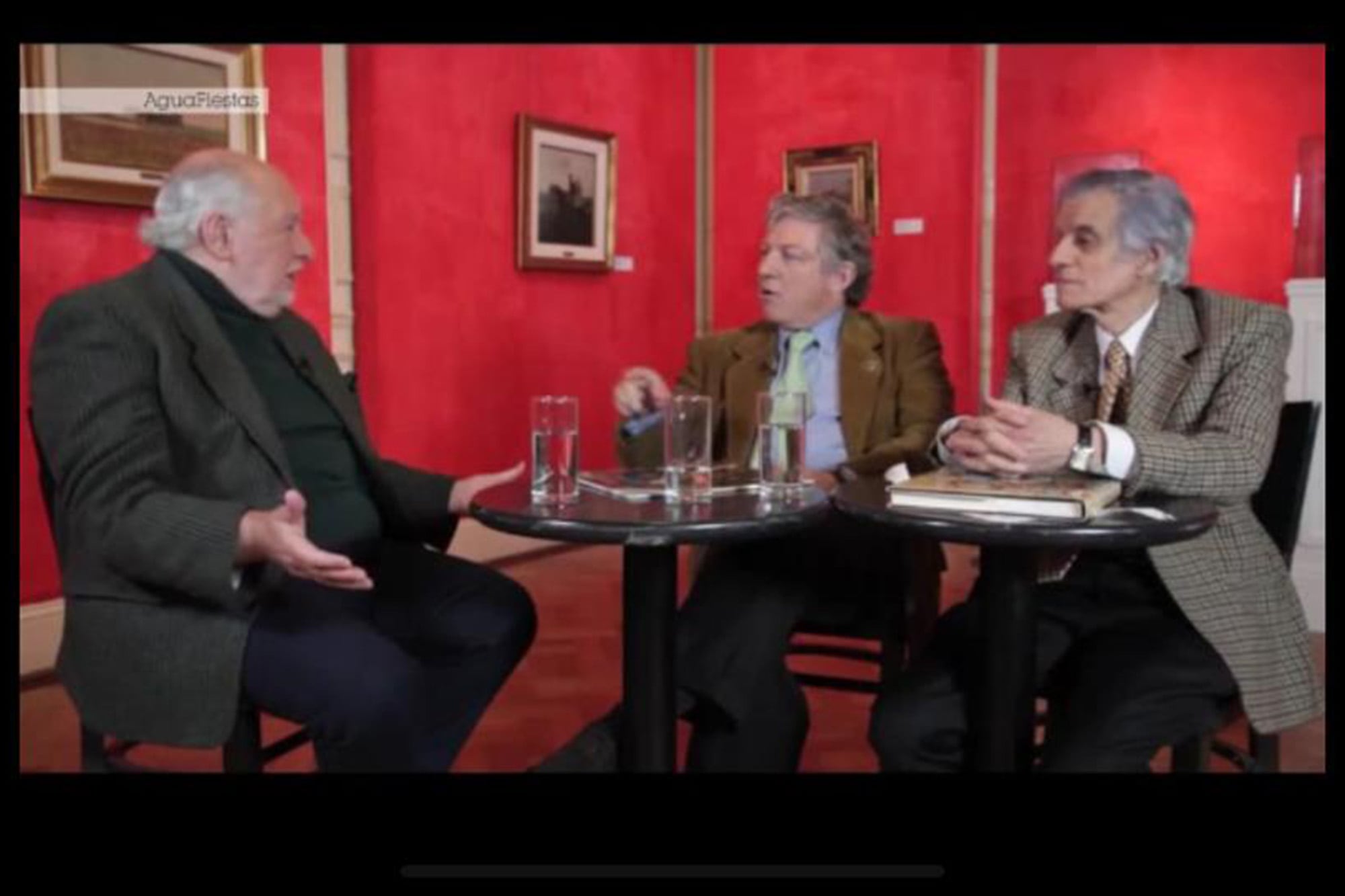 Guillermo Roux, Marcelo Gioffré y Juan José Sebreli en el programa de entrevistas