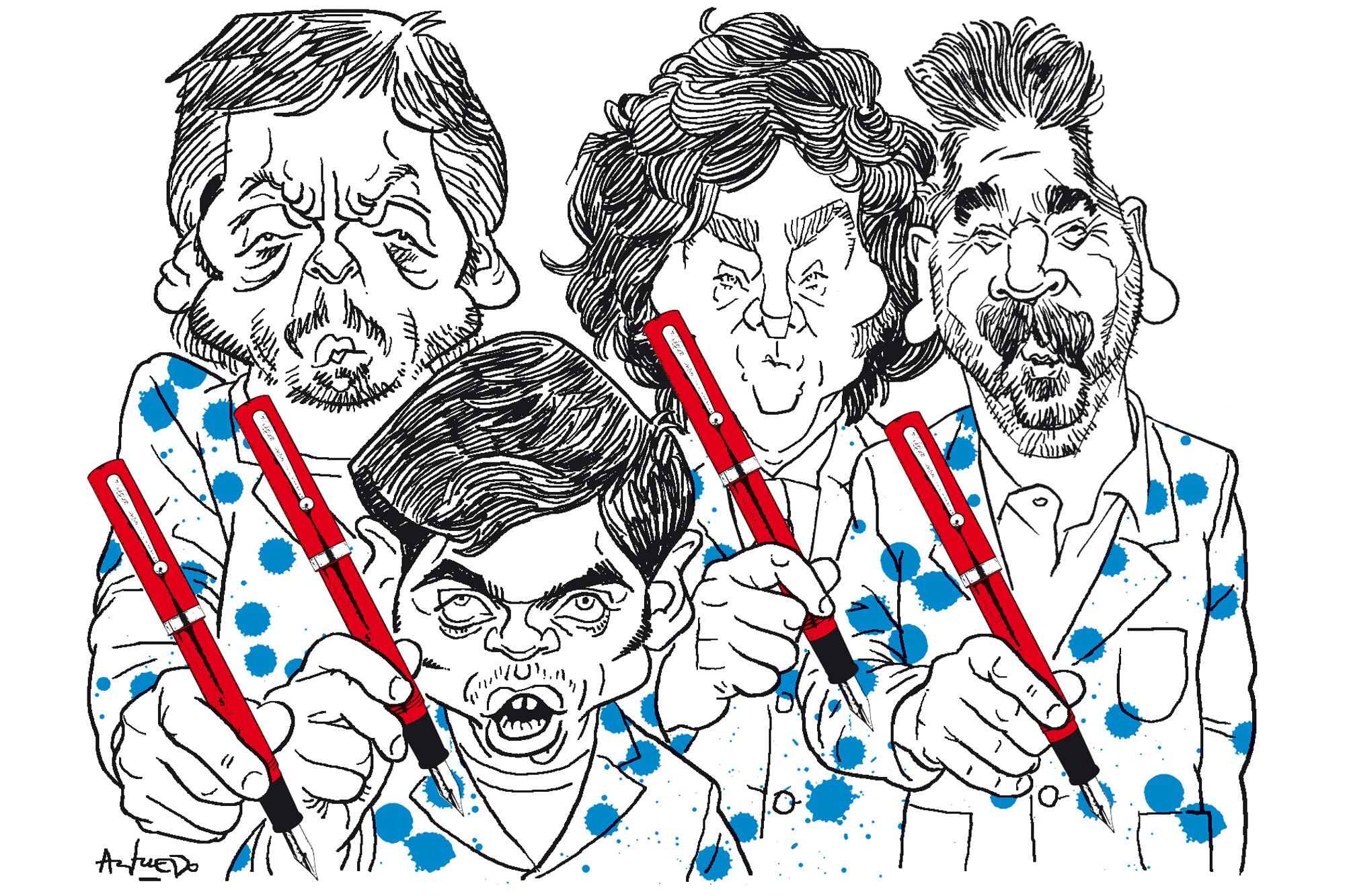 Máximo Kirchner, Axel Kicillof, Javier Milei y Cristian Ritondo