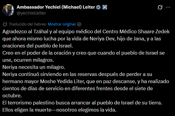 El posteo del embajador Leiter sobre su hijo