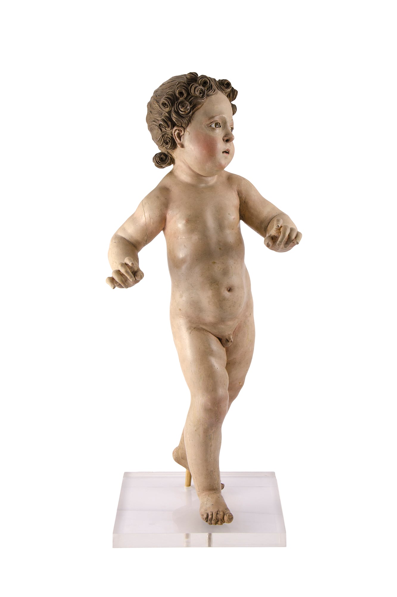 Figura de niño (Italia, siglo XVIII), de 65 cm de alto. Una de las primeras obras adquiridas por Schenone en 1947 en un viaje a España