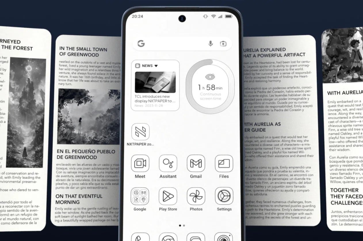 El modo de pantalla tipo tinta electrónica de TCL para el Nxtpaper 70 Pro elimina notificaciones y aplicaciones en segundo plano, y extiende la autonomía del teléfono a varios días
