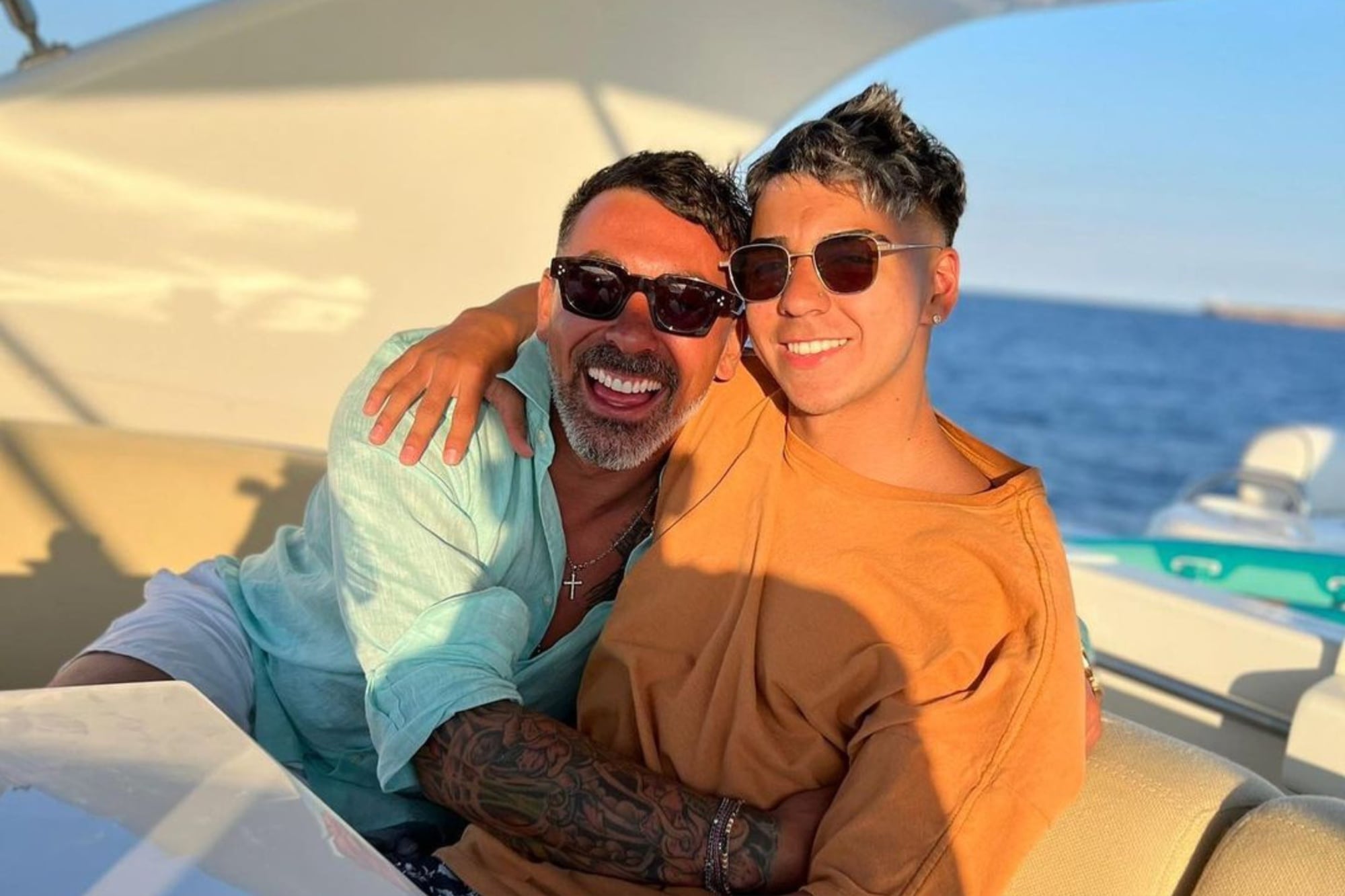 Lavezzi junto a Tomás, su hijo mayor