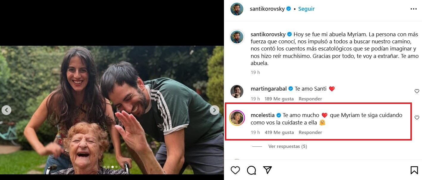 Celeste Cid se sumó a la despedida de Myriam