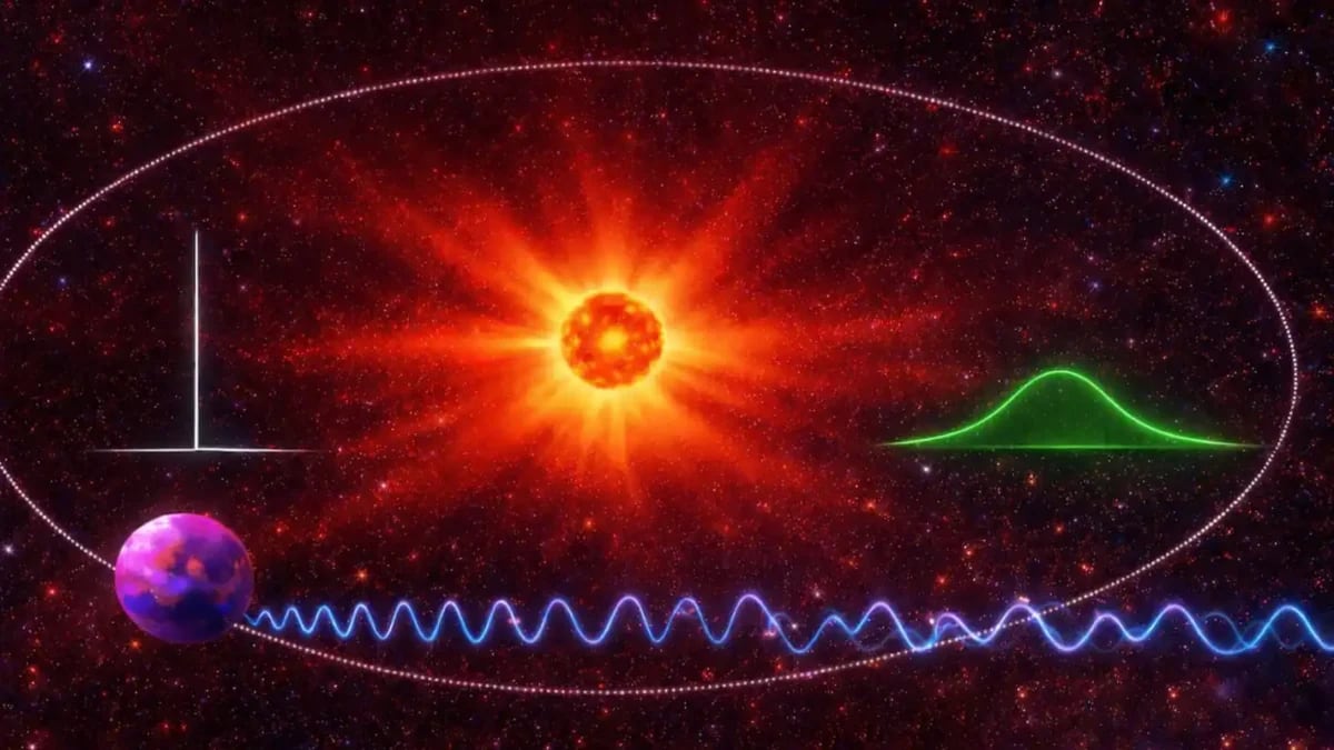 La señal de radio de un planeta puede comenzar como un tono agudo, pero los vientos de plasma del entorno de la estrella pueden dispersarla hasta convertirla en una señal más amplia y débil