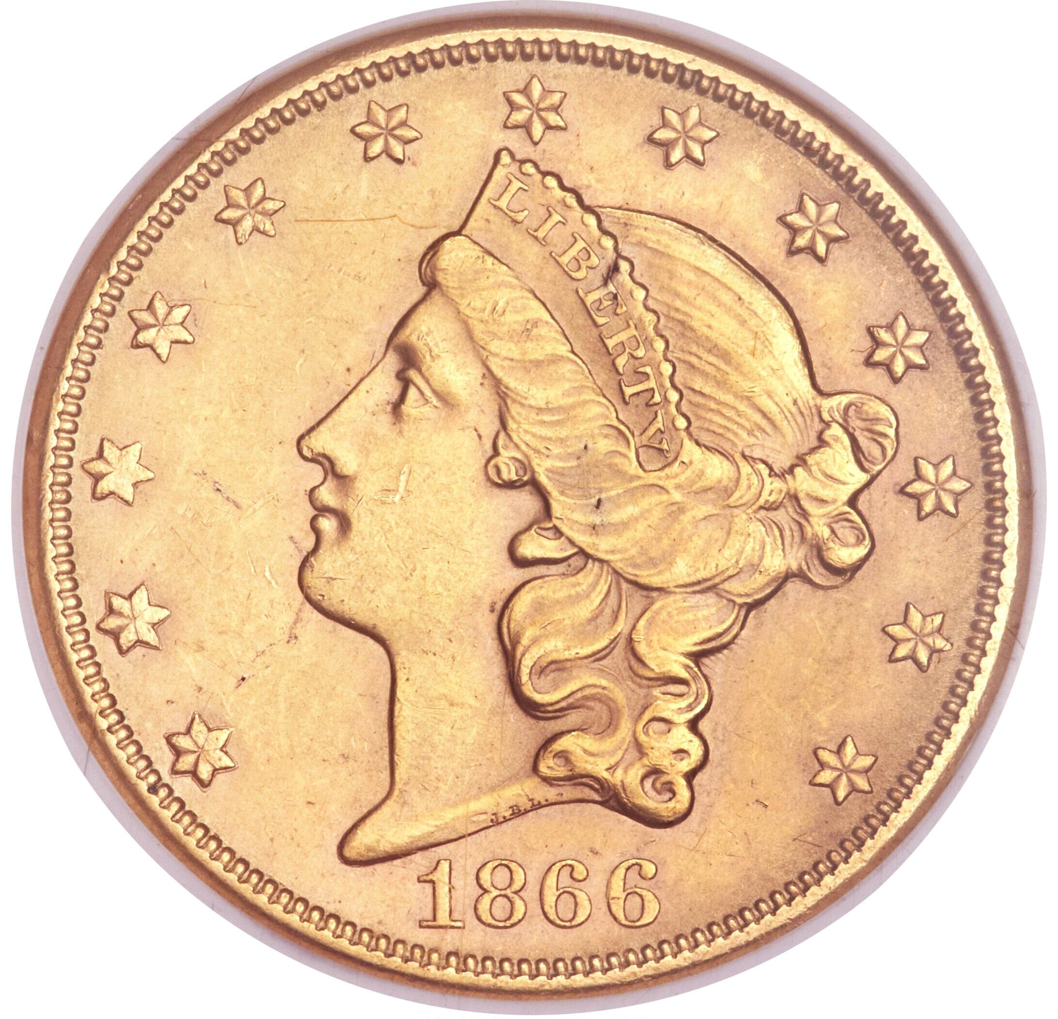 La moneda valiosa pertenece a la serie Liberty Double Eagles emitida en 1866