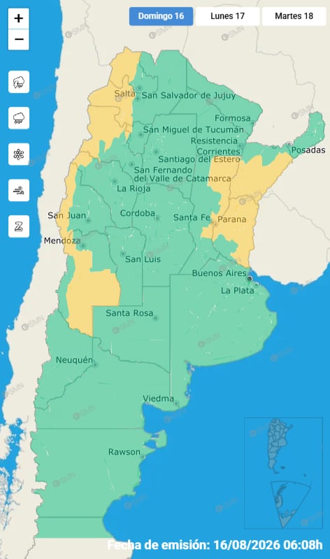 Las alertas por lluvias y tormentas
