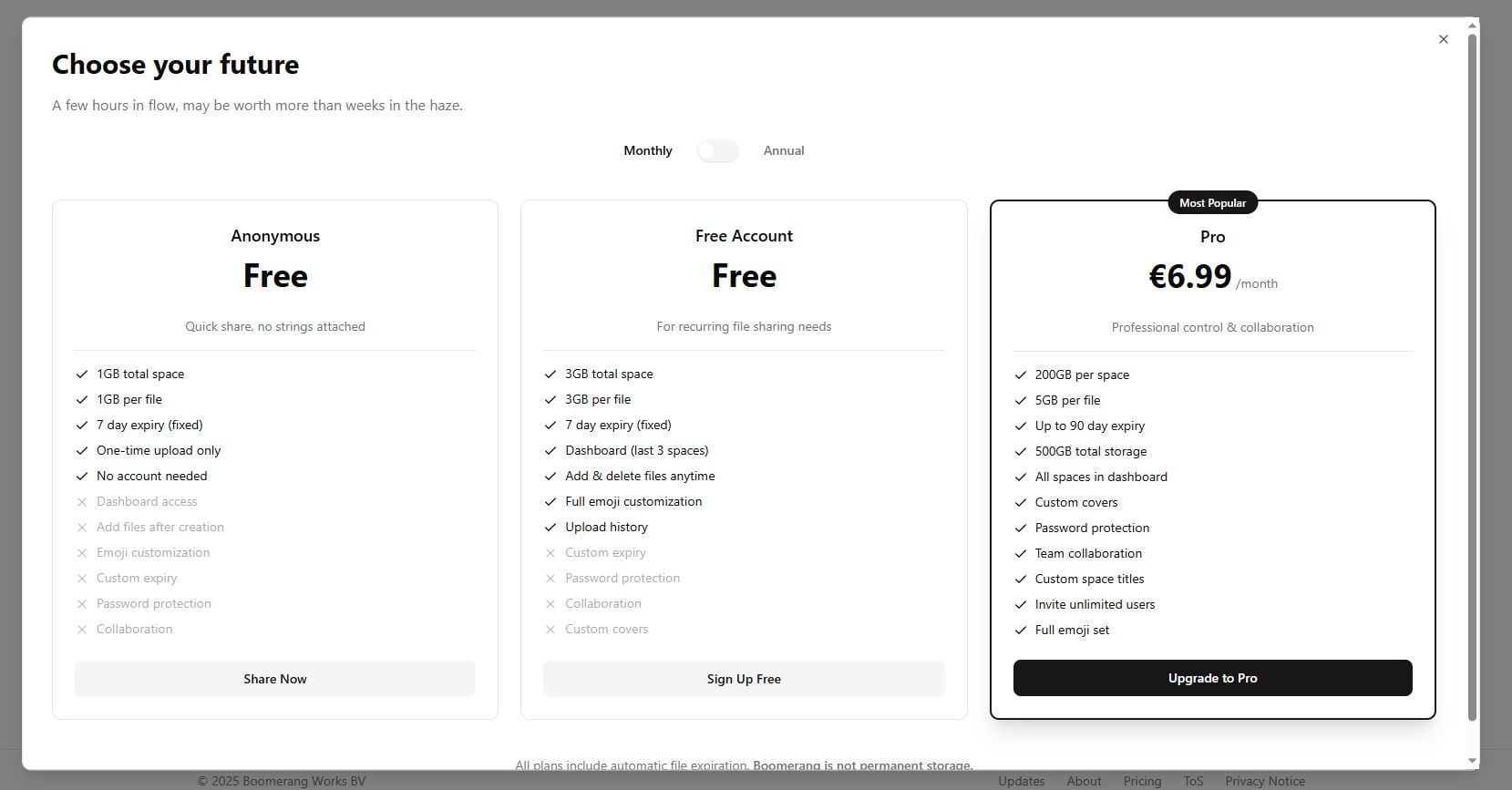 Los planes posibles de Boomerang, el servicio de transferencia de archivos creado por uno de los fundadores de WeTransfer