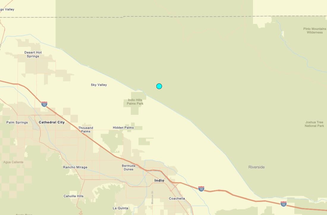 Uno de los temblores más fuertes de las últimas 24 horas en territorio continental estadounidense ocurrió cerca de Thousand Palms, California