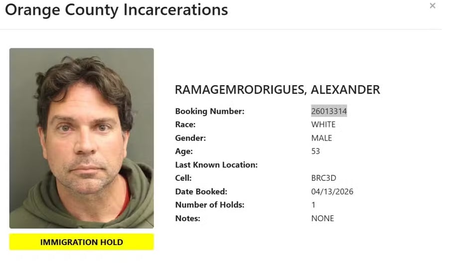 Captura de pantalla del registro de detención de Ramagem. Fuente: X