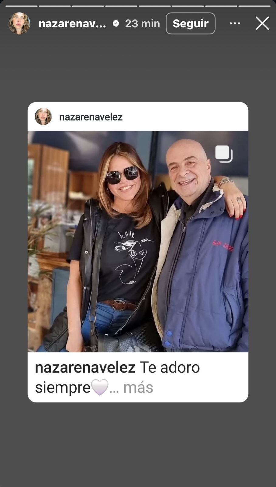 Nazarena Vélez despidió a su amigo y colega en sus redes sociales