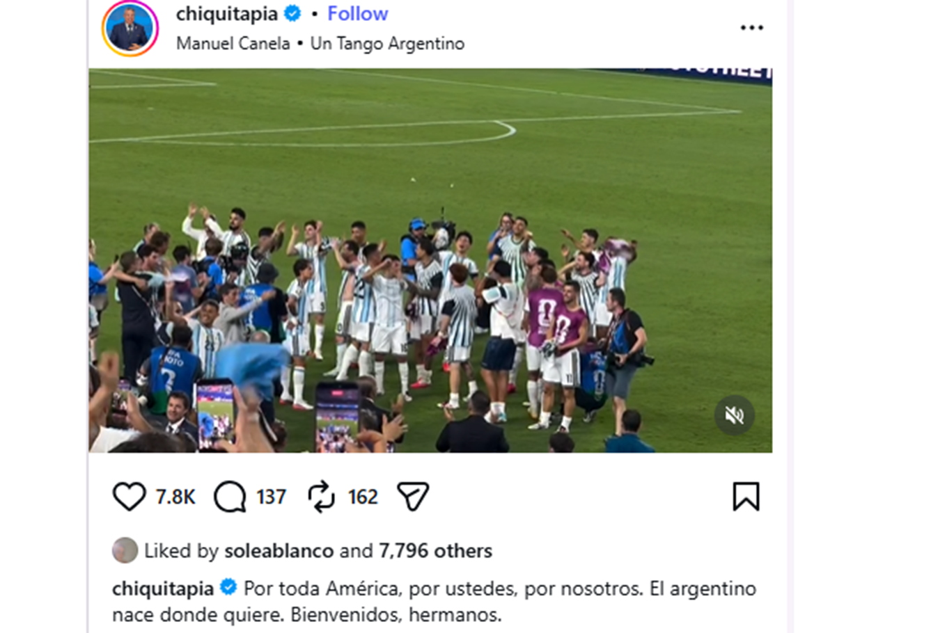 Los posteos de Chiqui Tapia en su cuenta de Instagram