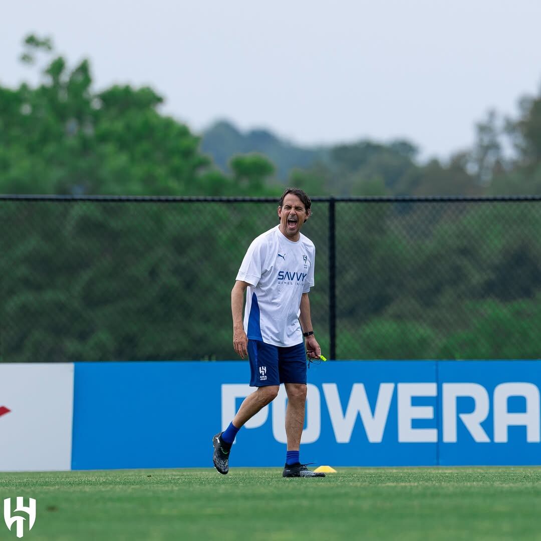 Simone Inzaghi, en plena práctica de Al-Hilal, durante el Mundial de Clubes