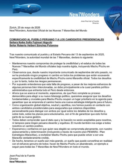 El comunicado que compartió N7W