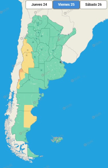 Las provincias que se verán afectadas este viernes