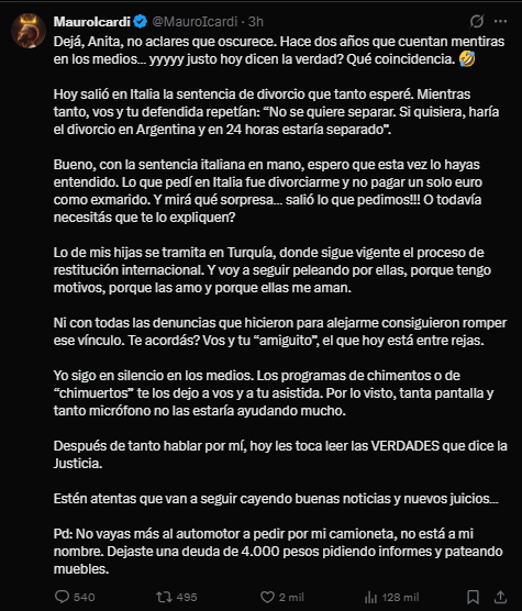 El descargo de Mauro Icardi contra Ana Rosenfeld