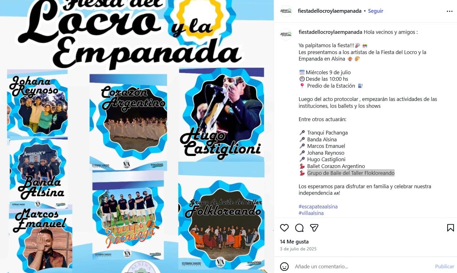 La Fiesta del Locro y la Empanada en Alsina, provincia de Buenos Aires