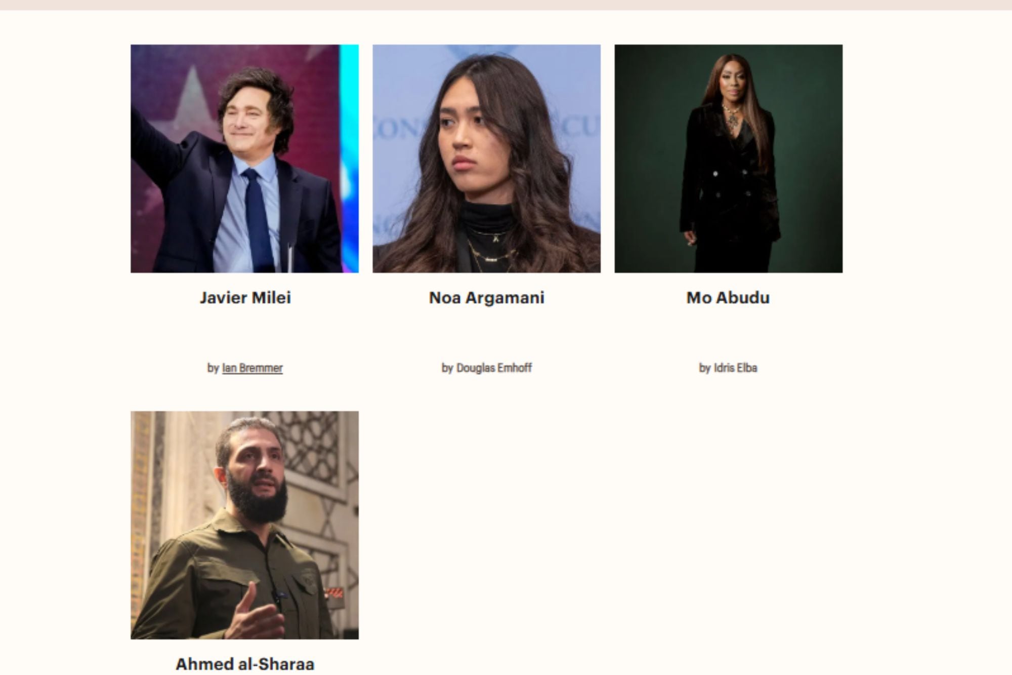 Milei junto a otros de los líderes premiados por TIME