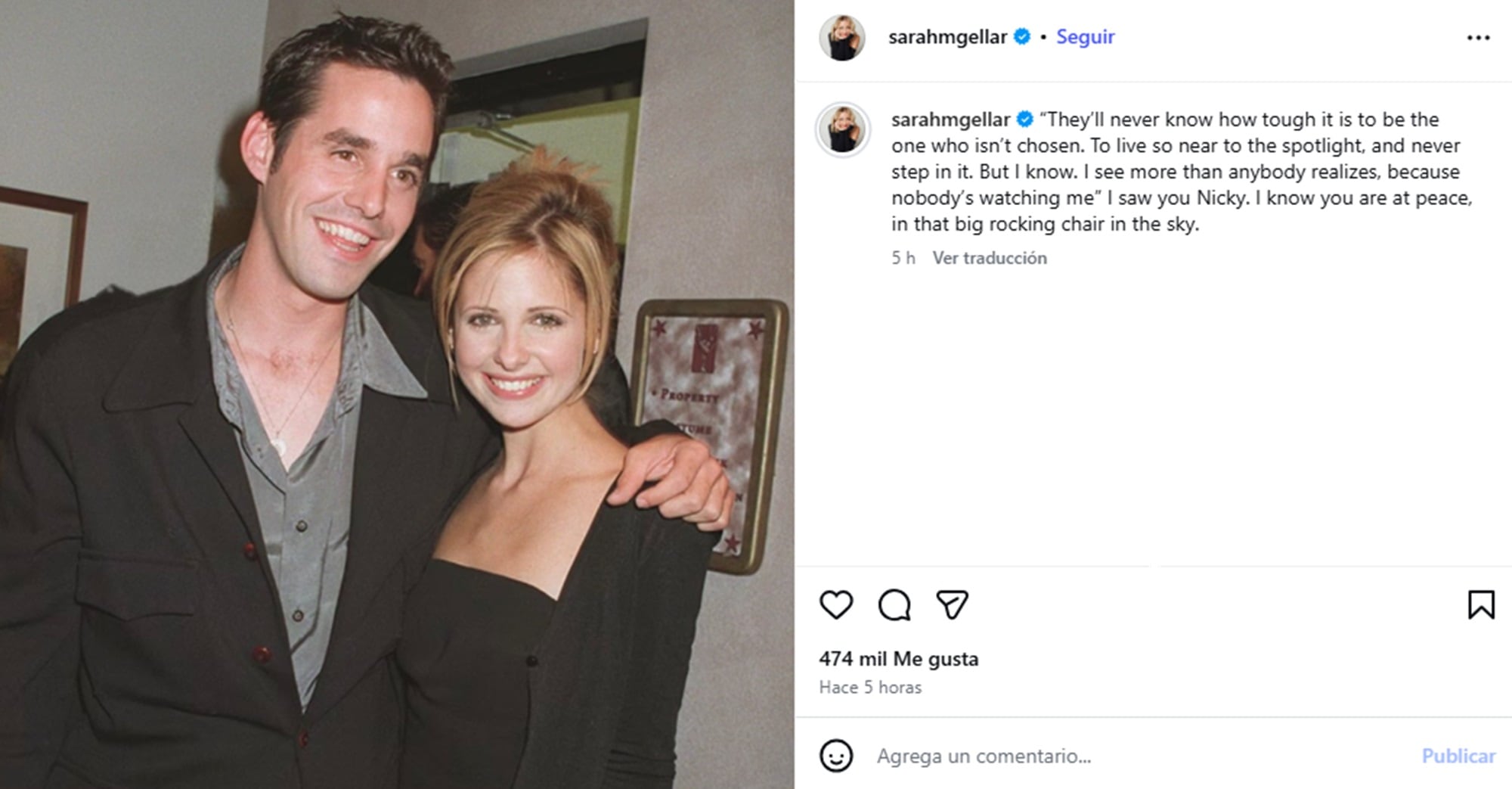 Sarah Michelle Gellar se encargó de despedir a Nicholas Brendon, quien fue su compañero más leal en Buffy, la cazavampiros