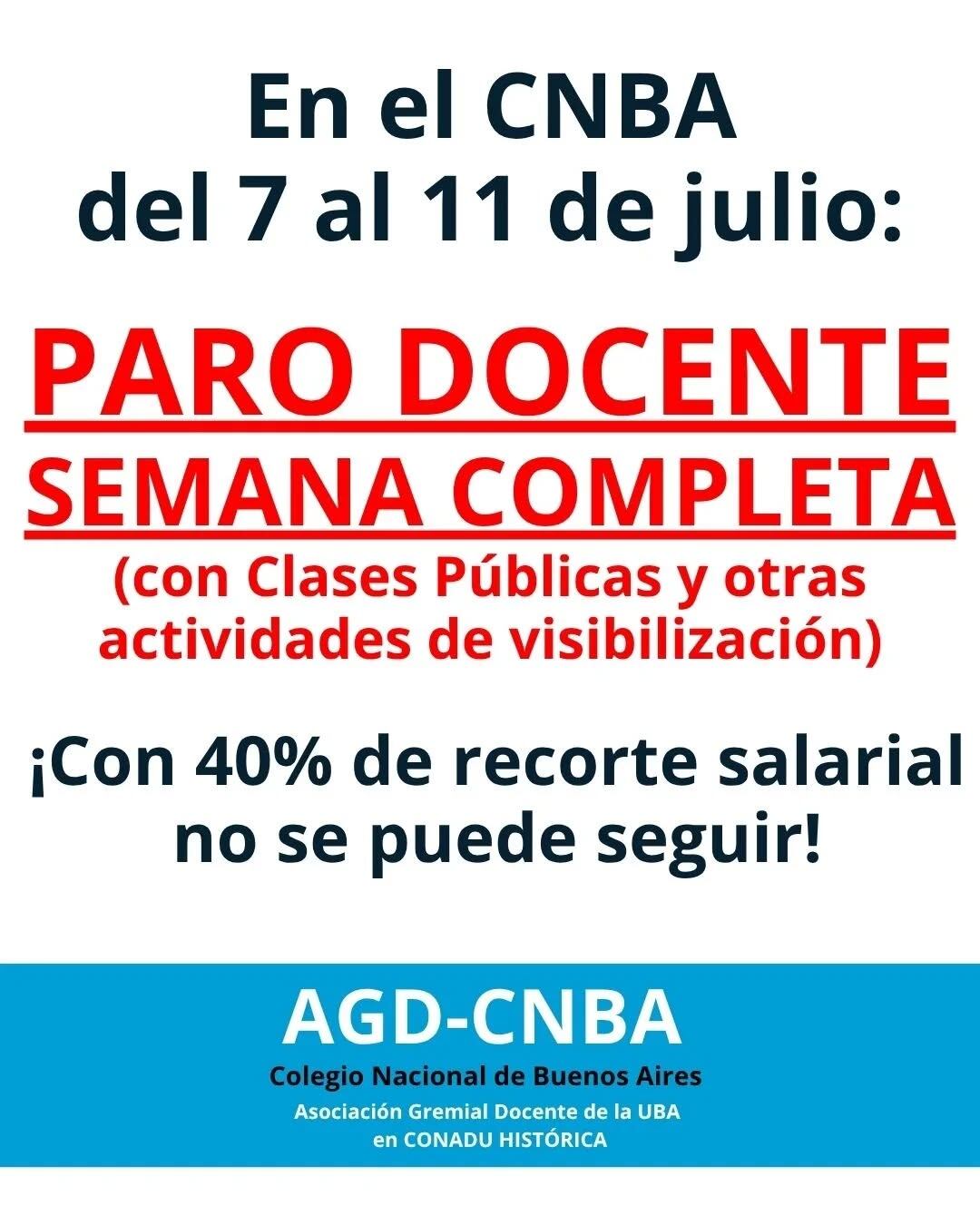 Los docentes del Colegio Nacional, que depende de la UBA, convocaron a un paro toda la semana por un reclamo salarial