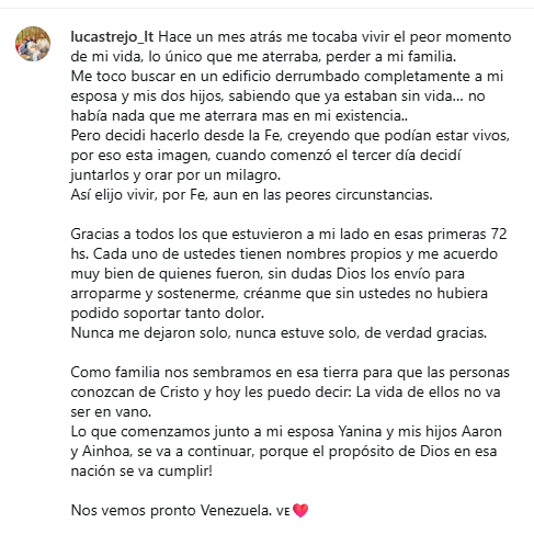 La carta que publicó Trejo