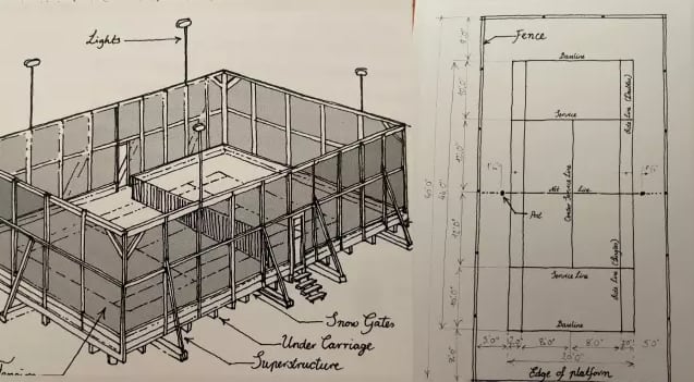 Boceto de la cancha que pádel que se llevó el príncipe Alfonso