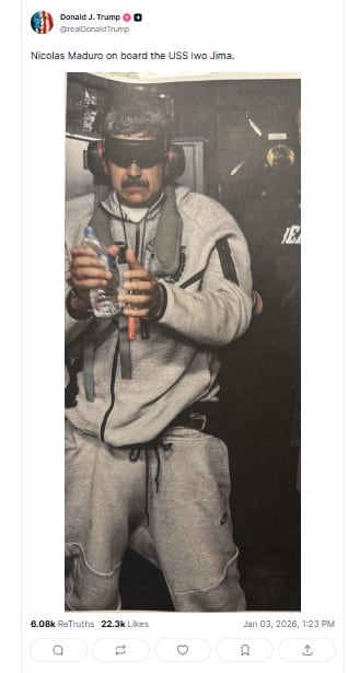 Donald Trump publicó una imagen de Nicolás Maduro y la acompañó con el texto